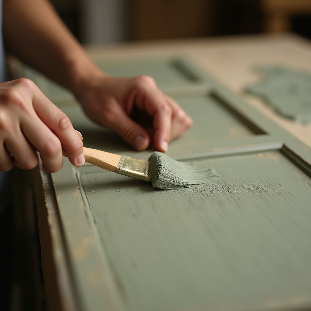 Aplicación de chalk paint sobre mueble de madera